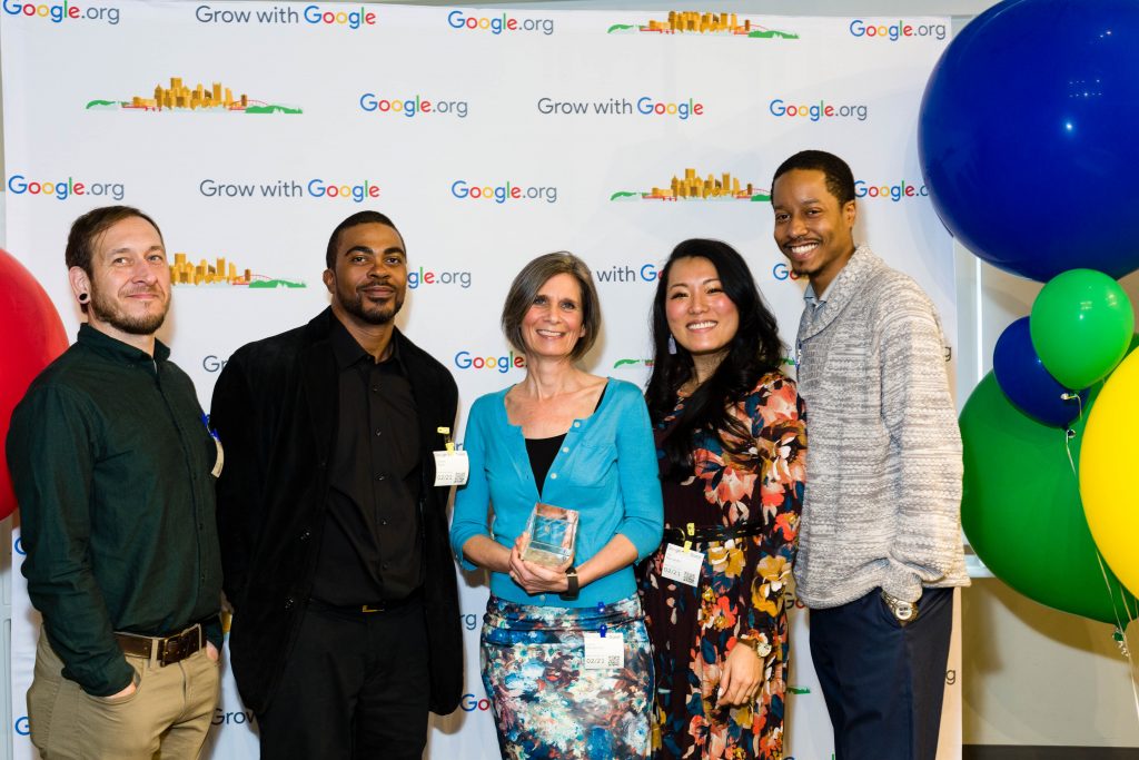 The Landorce team receiving the Google Impact Challenge Pittsburgh Award.